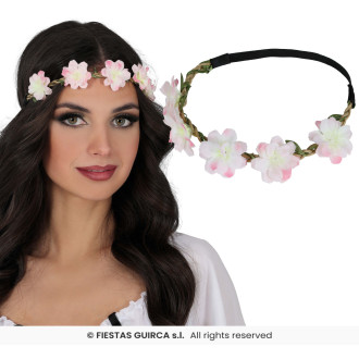 Doplňky - Květinová čelenka s růžovými květy