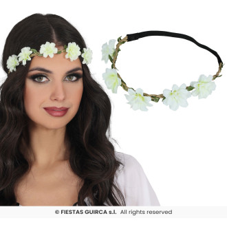 Klobouky, čepice, čelenky - Květinová čelenka s bílými květy