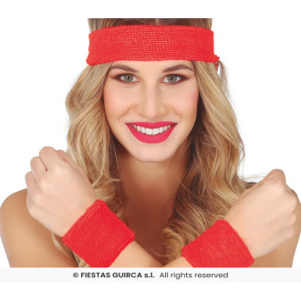 Klobouky, čepice, čelenky - Čelenka s pásky na zápěstí - červené