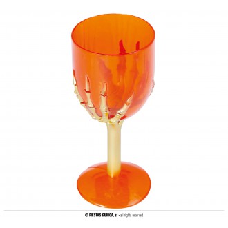 Doplňky - Oranžová sklenice se zlatým hnátem