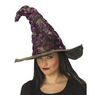 Klobouky, čepice, čelenky - Čarodějnický klobouk černo-fialový