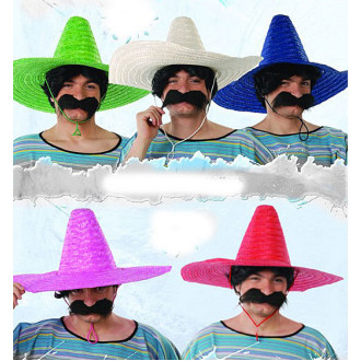 Klobouky, čepice, čelenky - Mexický klobouk slaměný jednobarevný mix