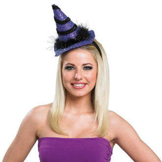 Klobouky, čepice, čelenky - Čarodějnický mini s vlasovou sponou fialový