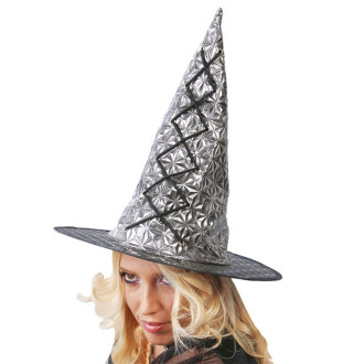 Klobouky, čepice, čelenky - Čarodějnický klobouk stříbrný D