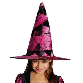 Klobouky, čepice, čelenky - Dětský čarodějnický klobouk vínový s motivem