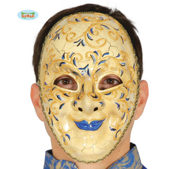 Masky, škrabošky - Dekorační benátská maska s modrými rty