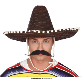 Klobouky, čepice, čelenky - Mexický klobouk 50 cm s pompony černý