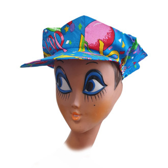 Klobouky, čepice, čelenky - Bavlnená čiapka modrá s karnevalové motívom