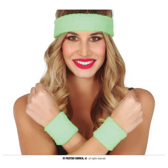 Klobouky, čepice, čelenky - Čelenka s pásky na zápěstí - zelené