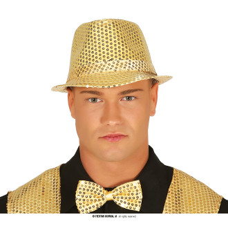 Klobouky, čepice, čelenky - Flitrový klobouk zlatý