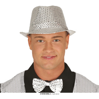 Klobouky, čepice, čelenky - Flitrový klobouk stříbrný