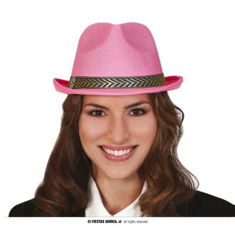 Klobouky, čepice, čelenky - Gangsterský klobouk růžový