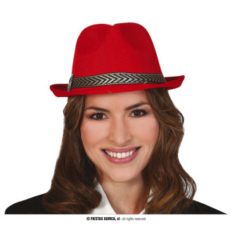 Klobouky, čepice, čelenky - Gangsterský klobouk červený