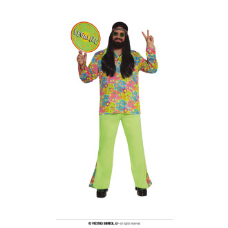 Kostýmy na karneval - Pánský kostým hippie Flower Power XL