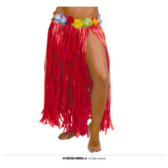 Doplňky - Havajská sukně s květy červená 75 cm
