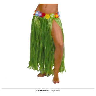 Doplňky - Havajská sukně s květy zelená 75 cm