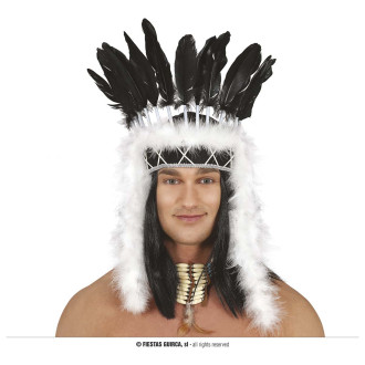 Klobouky, čepice, čelenky - Indiánská čelenka černo-bílá