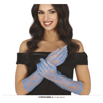 Doplňky - Světlemodré krajkové rukavice