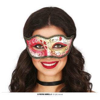 Masky, škrabošky - Růžovozlatá benátská maska