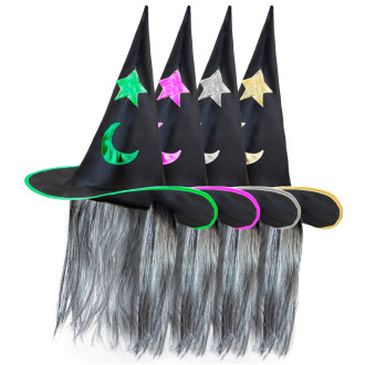 Klobouky, čepice, čelenky - Widmann Čarodějnický klobouk zdobený s vlasy