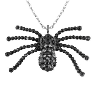 Doplňky - Widmann Náhrdelník strassový pavouk černý