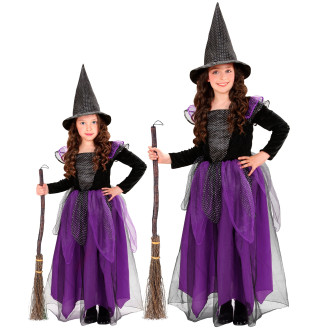 Kostýmy na karneval - Widmann Čarodějnice fialová dlouhé šaty