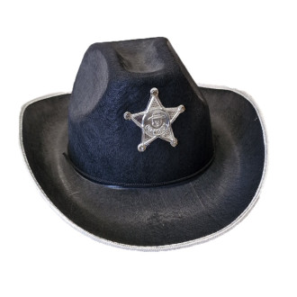 Klobouky, čepice, čelenky - Kovbojský klobouk se stříbrnou hvězdou a stříbrným lemem