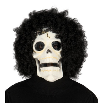 Masky, škrabošky - Maska SKULL s vlasy