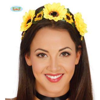 Doplňky - Čelenka so žltými kvetmi HIPPIE