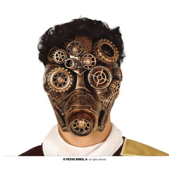 Doplňky - Maska - zlatá s kolečky STEAMPUNK