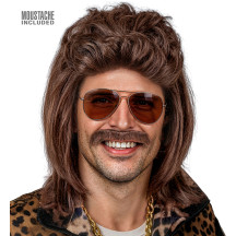 Widmann Paruka s knírem MULLET hnědá