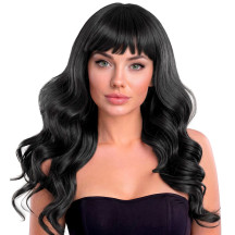 Widmann Dlouhá vlnitá černá paruka s ofinou BELLA