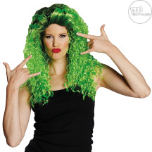 Curly long wig green - dámská paruka