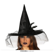 Čarodějnický klobouk černý s ozdobou