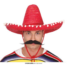 Mexický klobúk 50 cm s pomponem červený