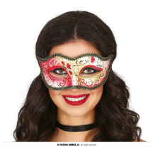Růžovozlatá benátská maska