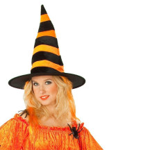 Čarodějnický klobouk s oranžovými vlasy