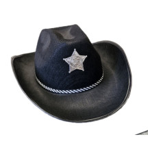 Kovbojský klobouk s hvězdou a č/b. šňůrkou
