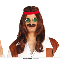 Paruka HIPPIE s knírem