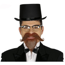 Hnědý knír s vousy a bradkou.