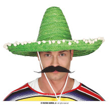 Mexický klobouk zelený s pompony